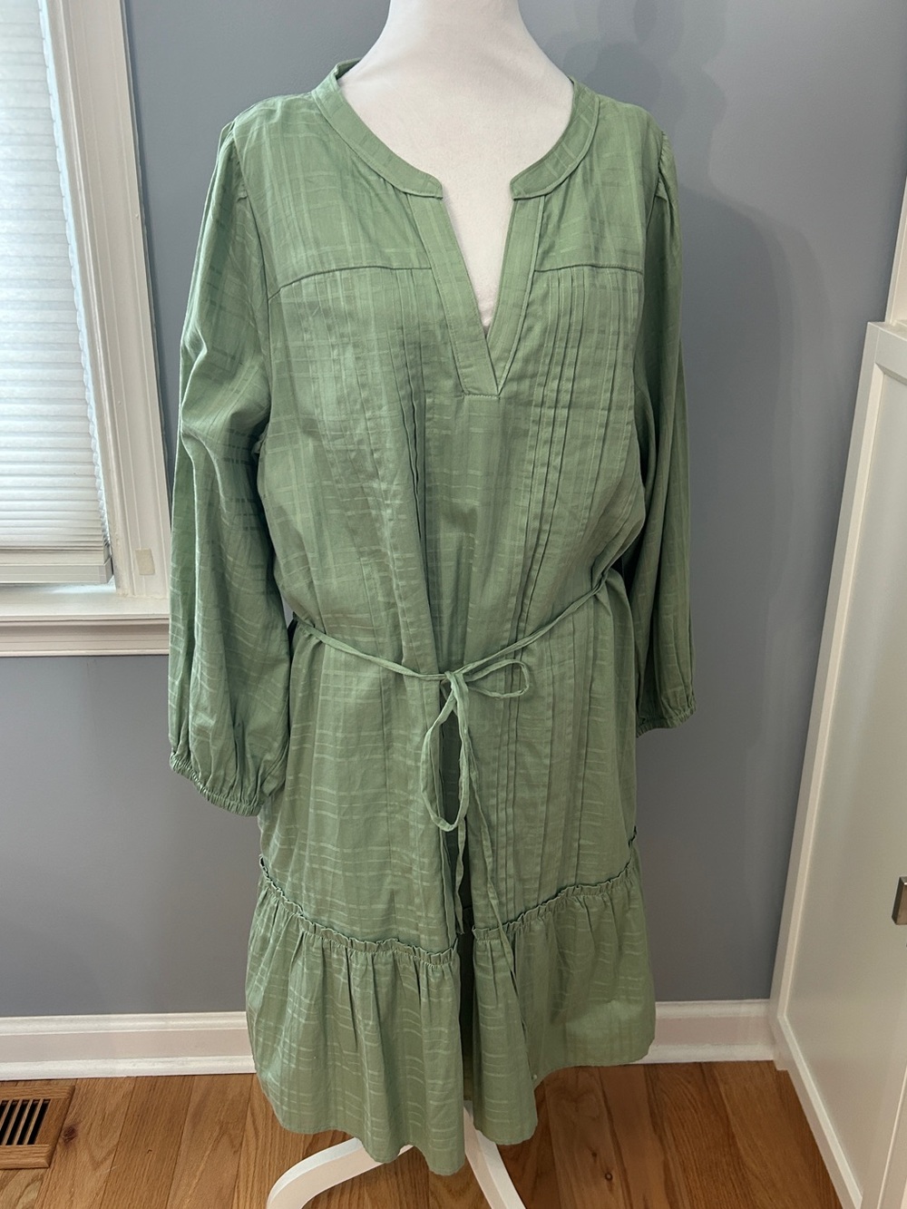Lane Bryant Sage Green Cotton Tiered Ruffled Midi Dress Size 18 NWT